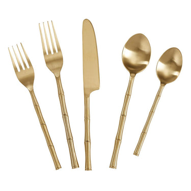 Gold Bamboo Flatware Five Piece Place Setting - Park Designs - The Fox Decor